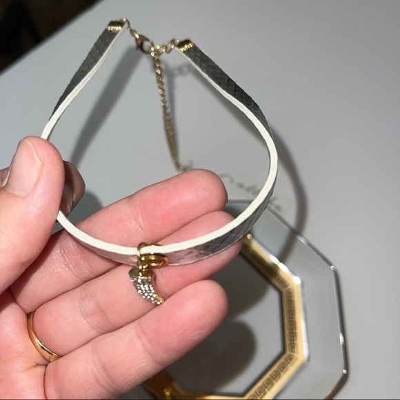 Ettika Silver Tooth Gold and Silver Leather Choker Necklace - Picture 5 of 7